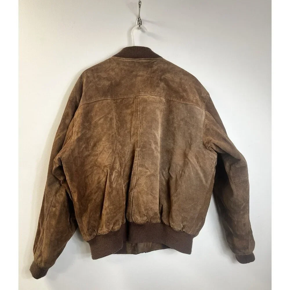 John Ashford Bomber Jacket Mens XL 90s Leather Suede Coat Brown Classic 🤎 - Picture 3 of 7